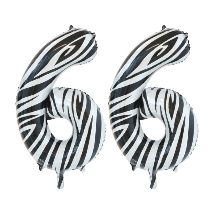 Folieballon 66 jaar zebra 86cm