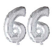Folieballon 66 jaar zilver 41cm