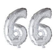 Folieballon 66 jaar Zilver 66cm