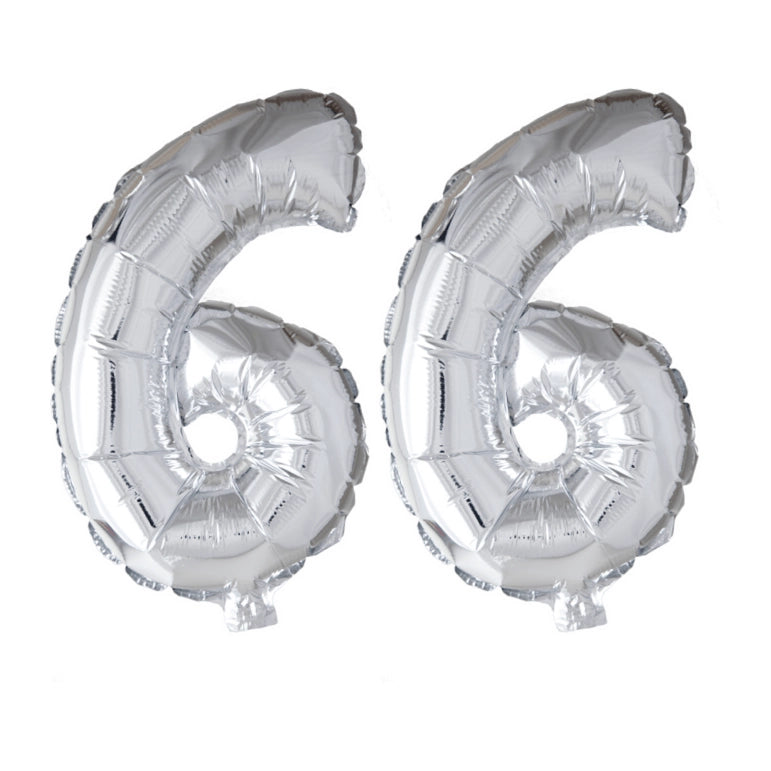 Folieballon 66 jaar zilver 86cm