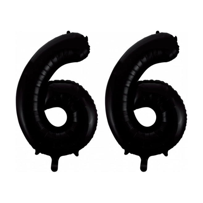 Folieballon 66 jaar zwart 86cm