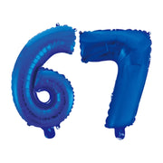 Folieballon 67 jaar blauw 41cm