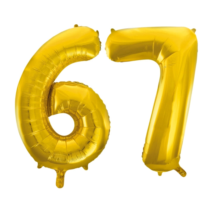 Folieballon 67 jaar Goud 66cm