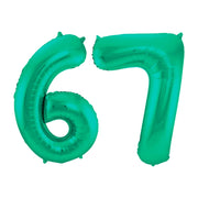 Folieballon 67 jaar metallic groen 86cm