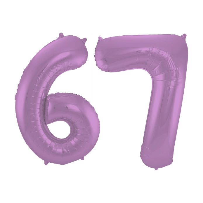 Folieballon 67 jaar metallic paars 86cm