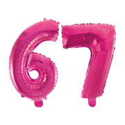 Folieballon 67 jaar roze 41cm