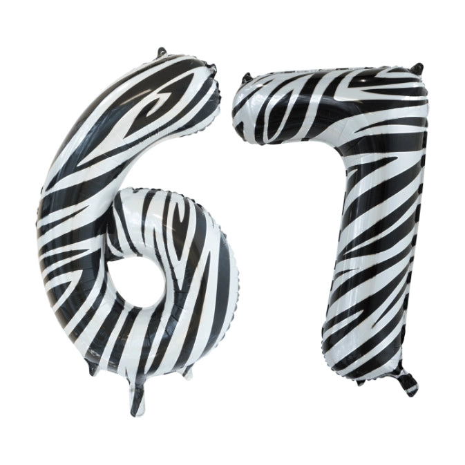 Folieballon 67 jaar zebra 86cm