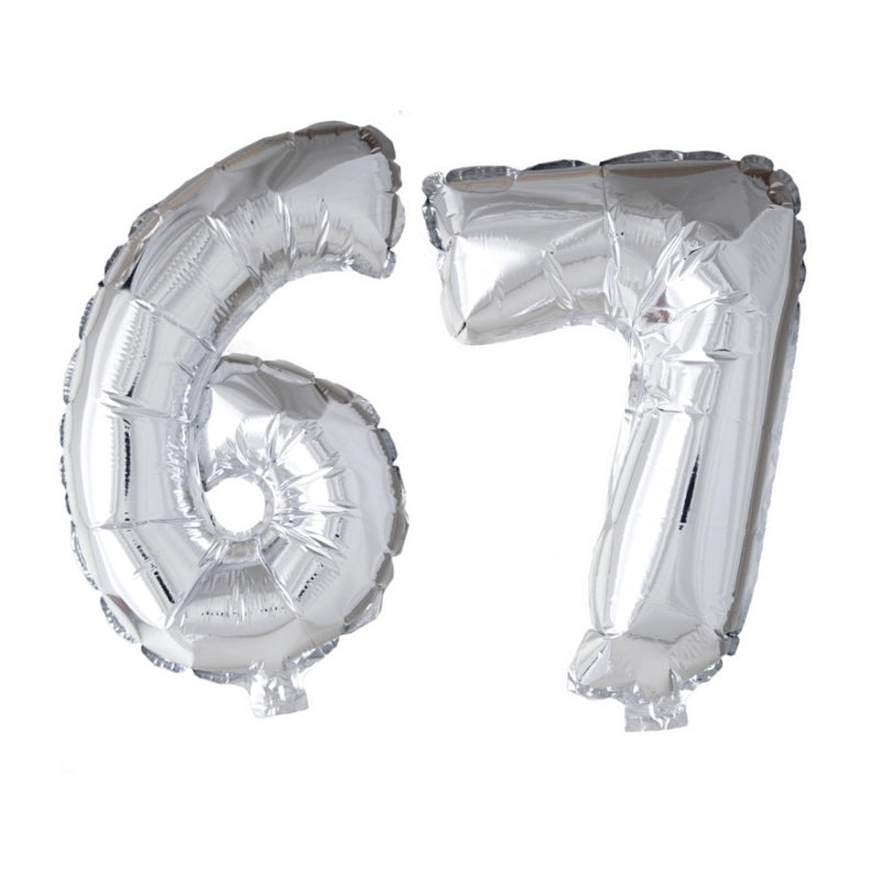 Folieballon 67 jaar zilver 41cm