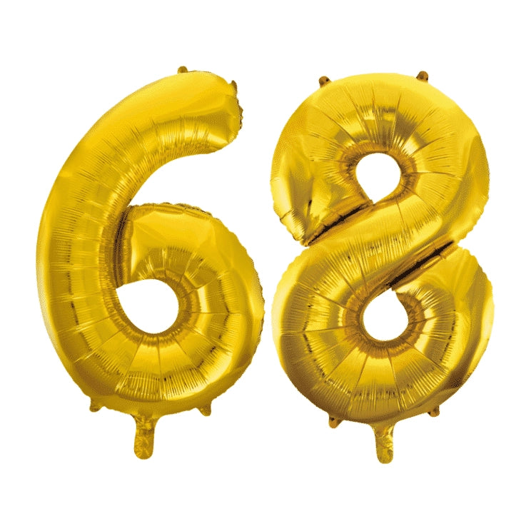 Folieballon 68 jaar Goud 86cm