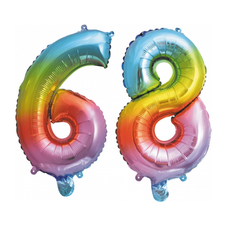 Folieballon 68 jaar Regenboog 41cm