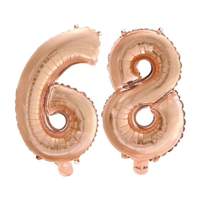 Folieballon 68 jaar Rosé Goud 41cm