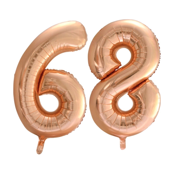 Folieballon 68 jaar Rose Goud 66cm