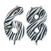 Folieballon 68 jaar zebra 86cm