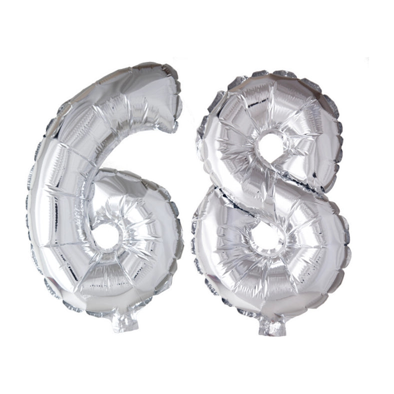 Folieballon 68 jaar Zilver 66cm