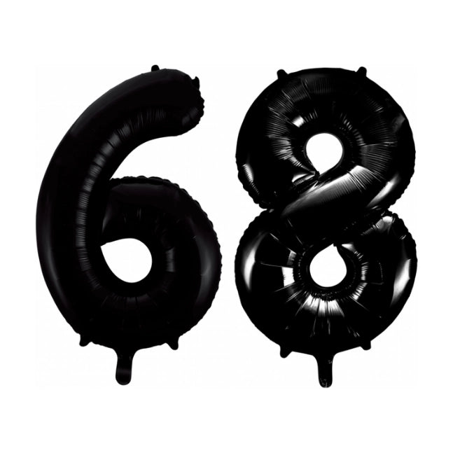 Folieballon 68 jaar zwart 86cm