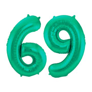 Folieballon 69 jaar metallic groen 86cm