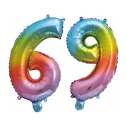 Folieballon 69 jaar Regenboog 41cm