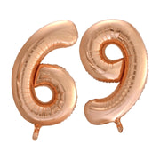 Folieballon 69 jaar Rosé Goud 86cm