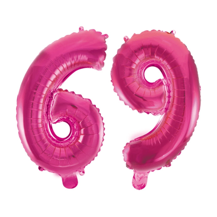 Folieballon 69 jaar roze 41cm