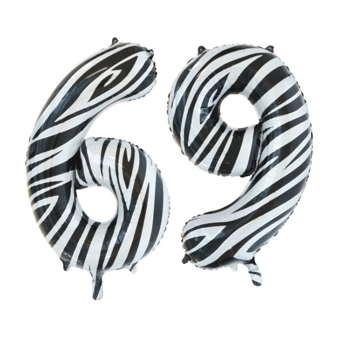 Folieballon 69 jaar zebra 86cm