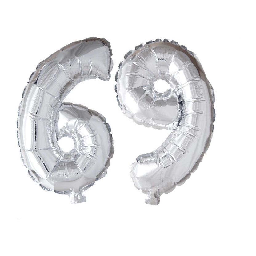 Folieballon 69 jaar zilver 86cm