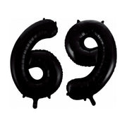 Folieballon 69 jaar zwart 86cm
