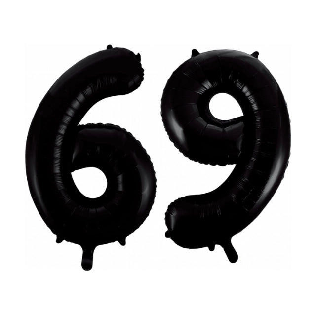 Folieballon 69 jaar zwart 86cm