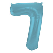 Folieballon 7 jaar metallic pastel blauw mat 86cm