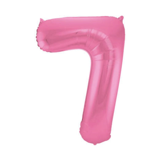 Folieballon 7 jaar metallic roze mat 86cm
