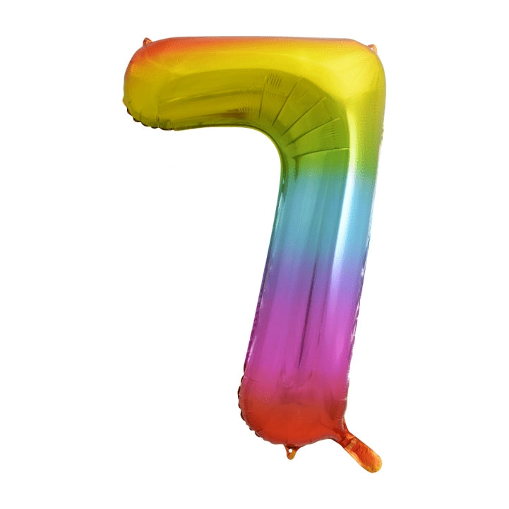 Folieballon 7 jaar Regenboog 86cm