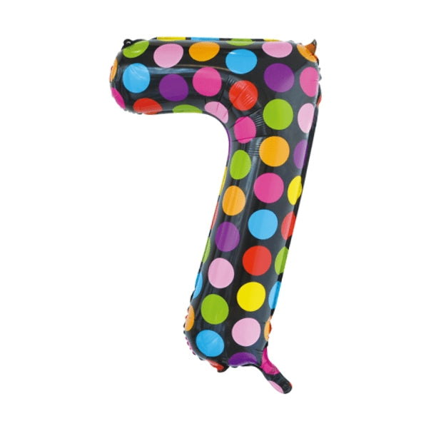 Folieballon 7 jaar stippen 86cm