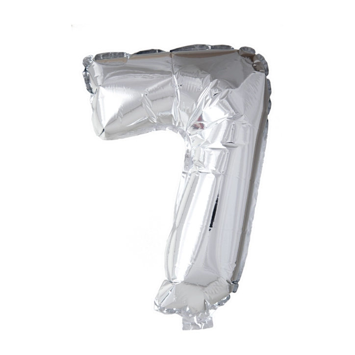 Folieballon 7 jaar Zilver 66cm