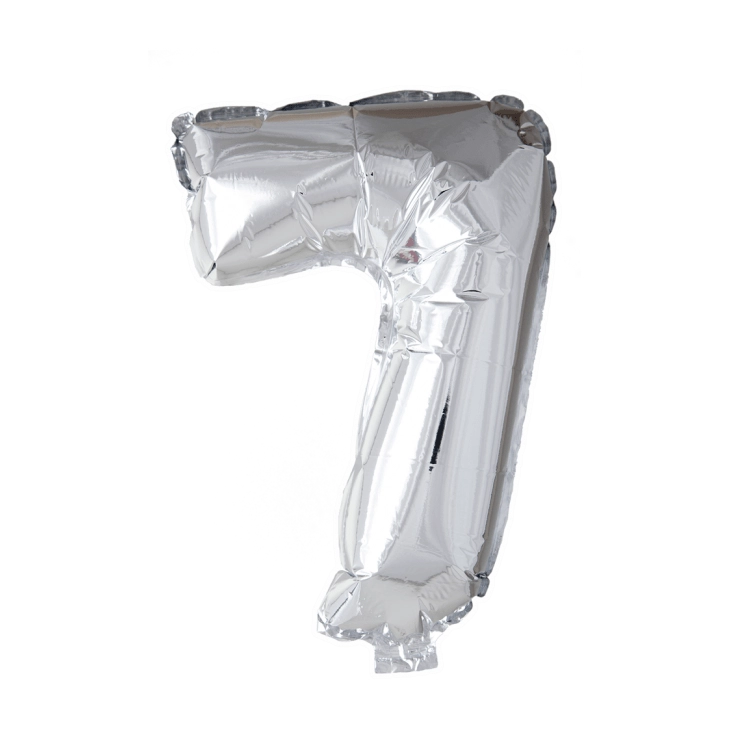 Folieballon 7 jaar zilver 86cm