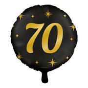 Folieballon 70  jaar - goud zwart - 45cm