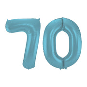 Folieballon 70 jaar metallic pastel blauw mat 86cm