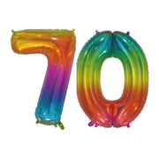Folieballon 70 jaar Regenboog 76cm