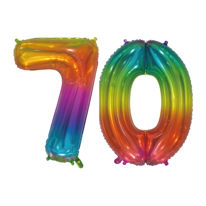 Folieballon 70 jaar Regenboog 76cm
