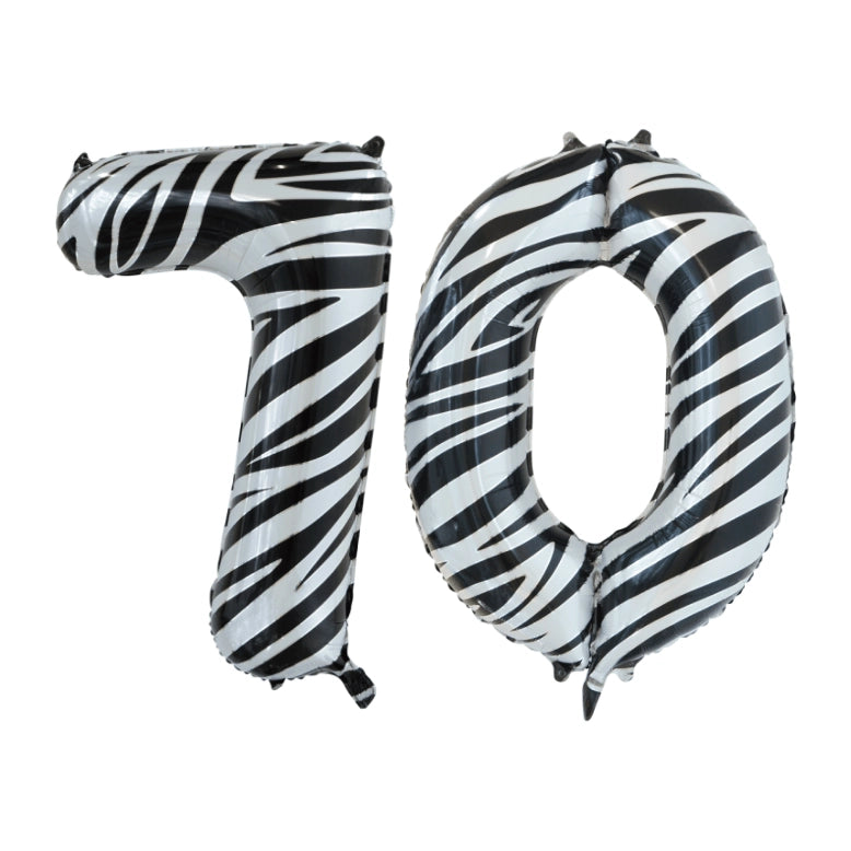 Folieballon 70 jaar zebra 86cm