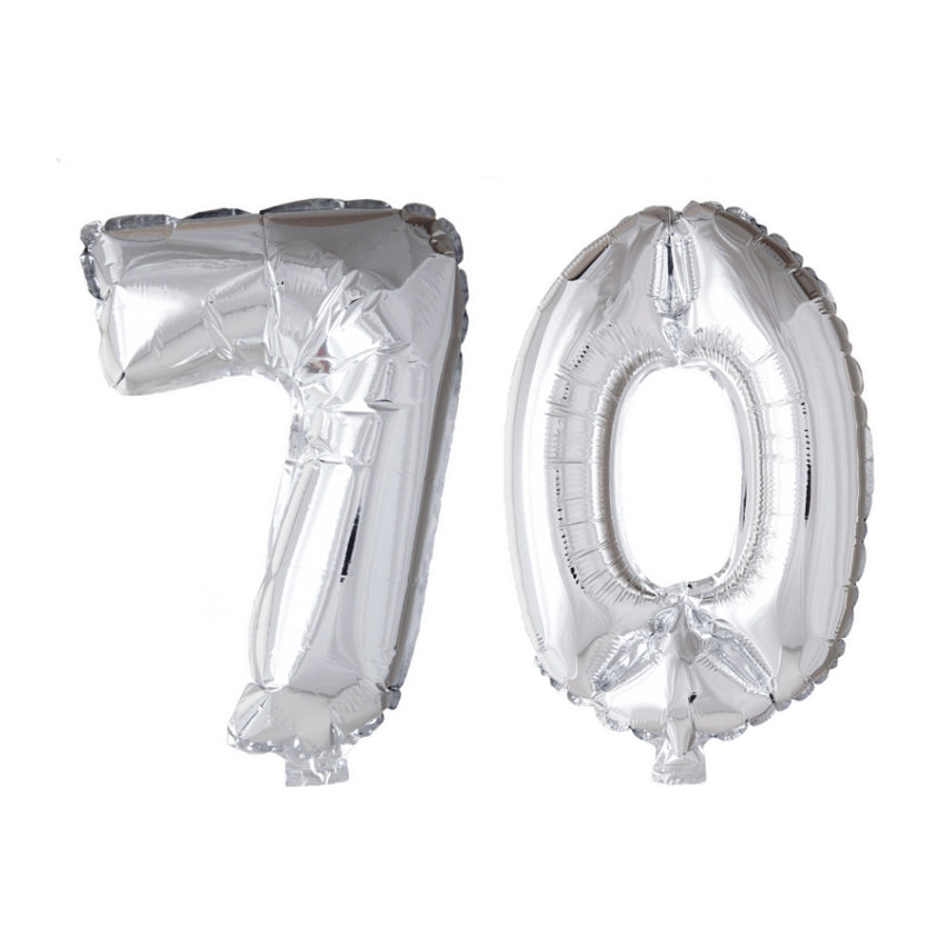 Folieballon 70 jaar zilver 86cm