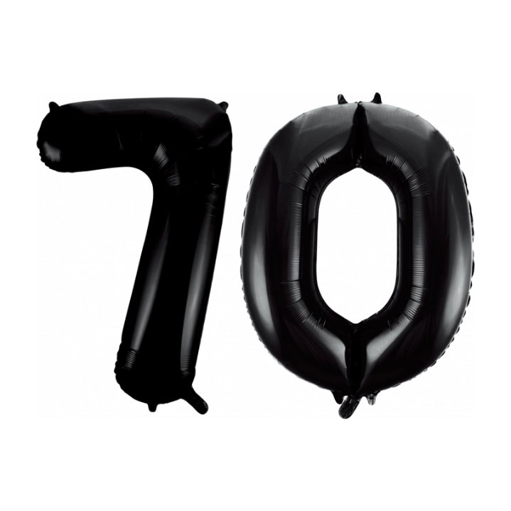 Folieballon 70 jaar zwart 41cm