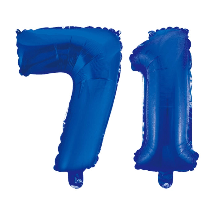 Folieballon 71 jaar blauw 41cm