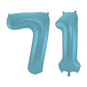 Folieballon 71 jaar metallic pastel blauw mat 86cm
