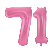 Folieballon 71 jaar metallic roze mat 86cm