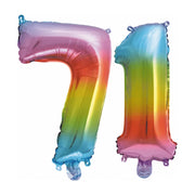 Folieballon 71 jaar Regenboog 41cm
