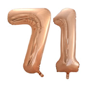 Folieballon 71 jaar Rosé Goud 86cm