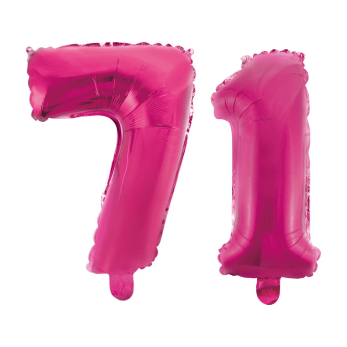 Folieballon 71 jaar roze 41cm