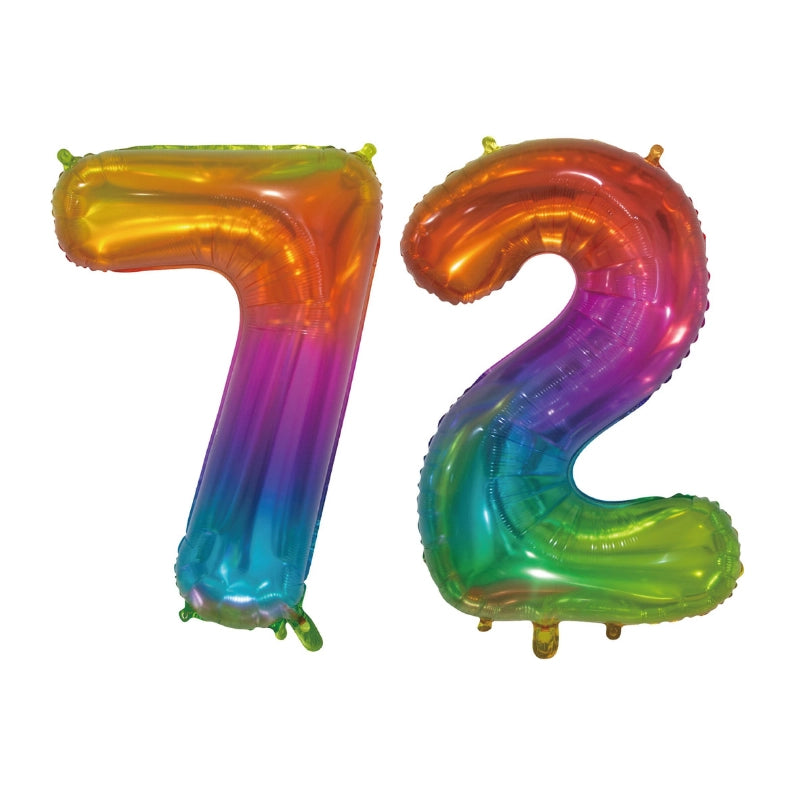 Folieballon 72 jaar Regenboog 76cm