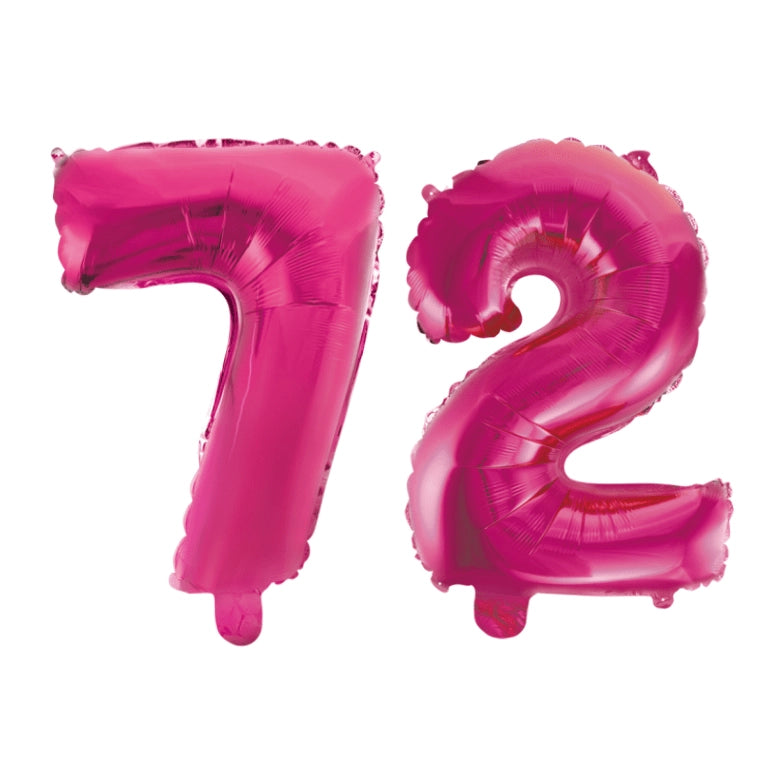 Folieballon 72 jaar roze 41cm