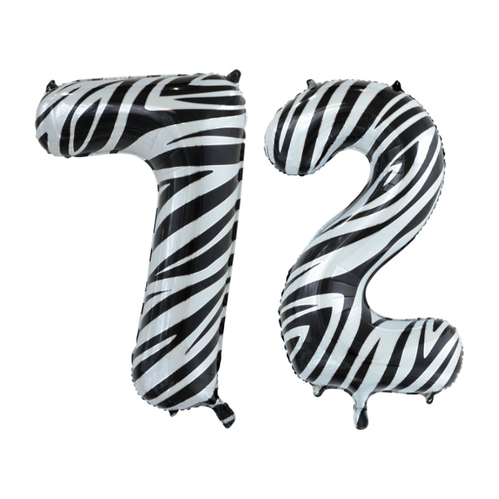 Folieballon 72 jaar zebra 86cm