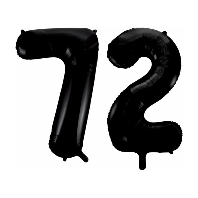 Folieballon 72 jaar zwart 86cm